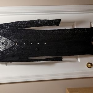 Skye's the Limit Large Black Midi-length Button-front Sweater